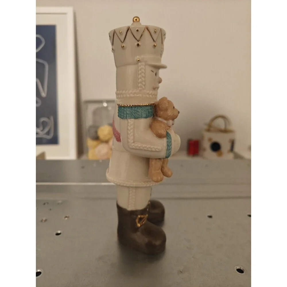 LENOX Sweetie Nutcracker Vintage Figurine Teddy Bear Gold Trim Ceramic Spot 7.5